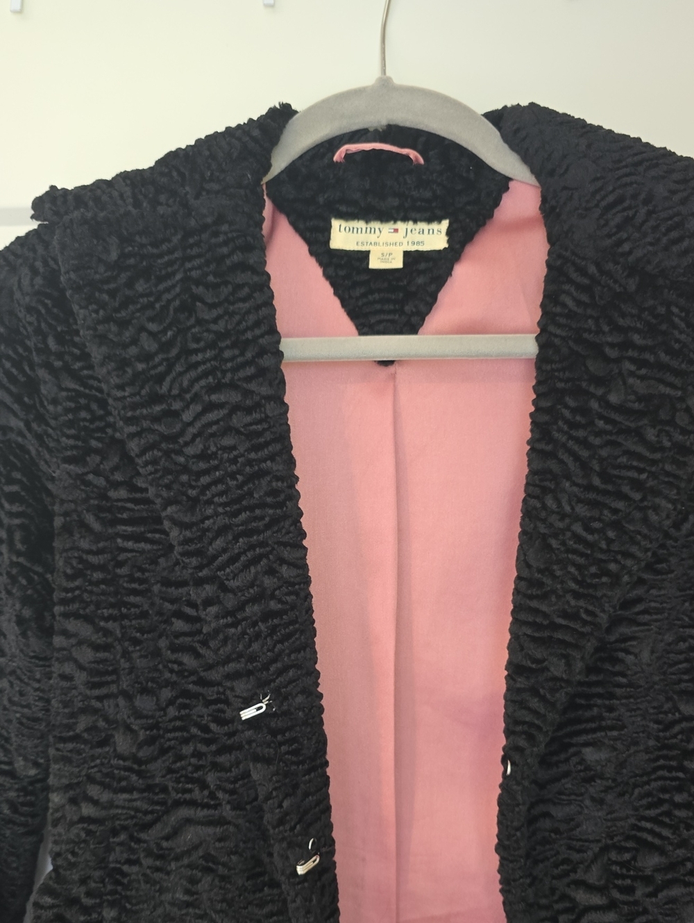Tommy Hilfiger Black Teddy Jacket with Pink Lining